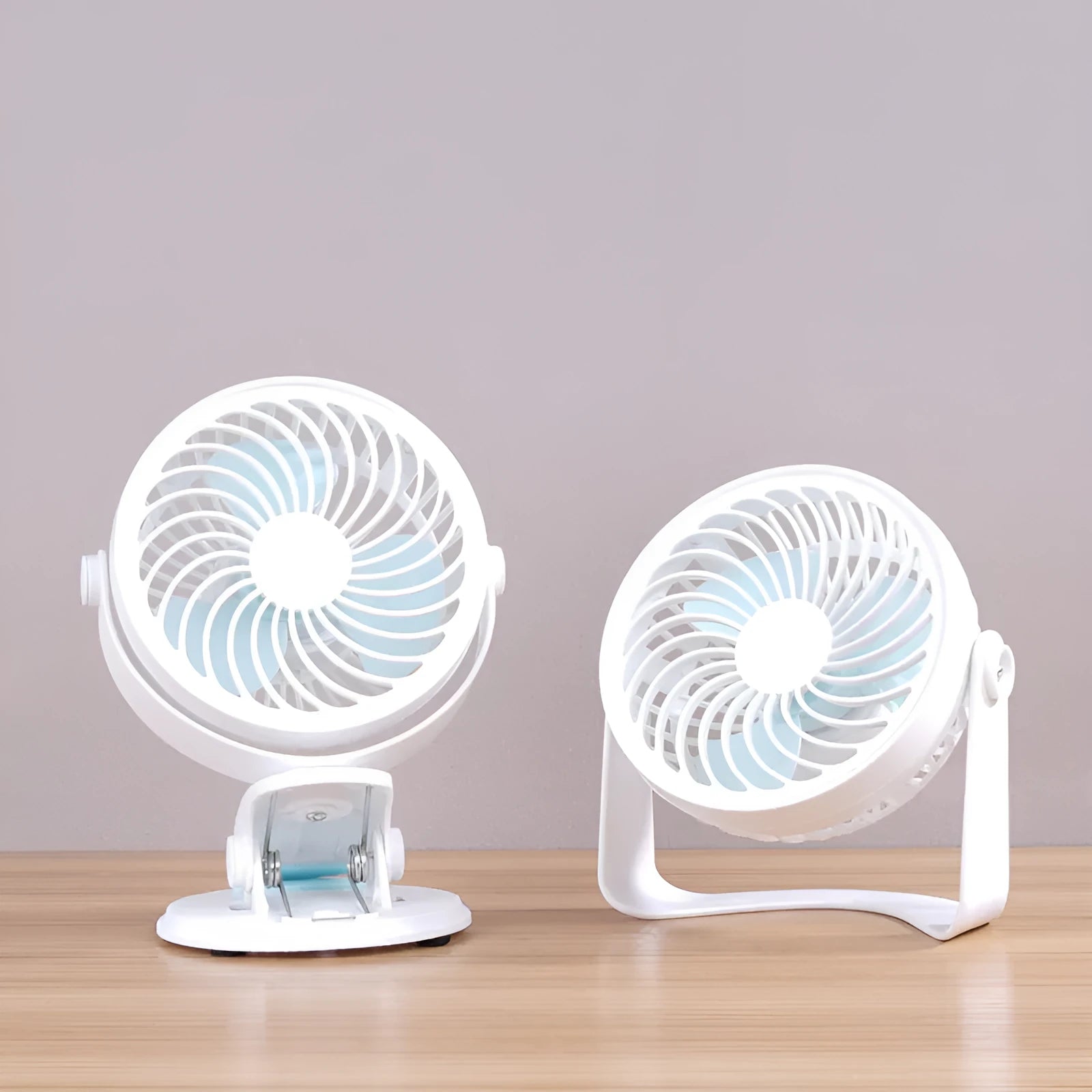 USB-powered mini desktop clip fan with brushless motor for quiet dormitory and office use