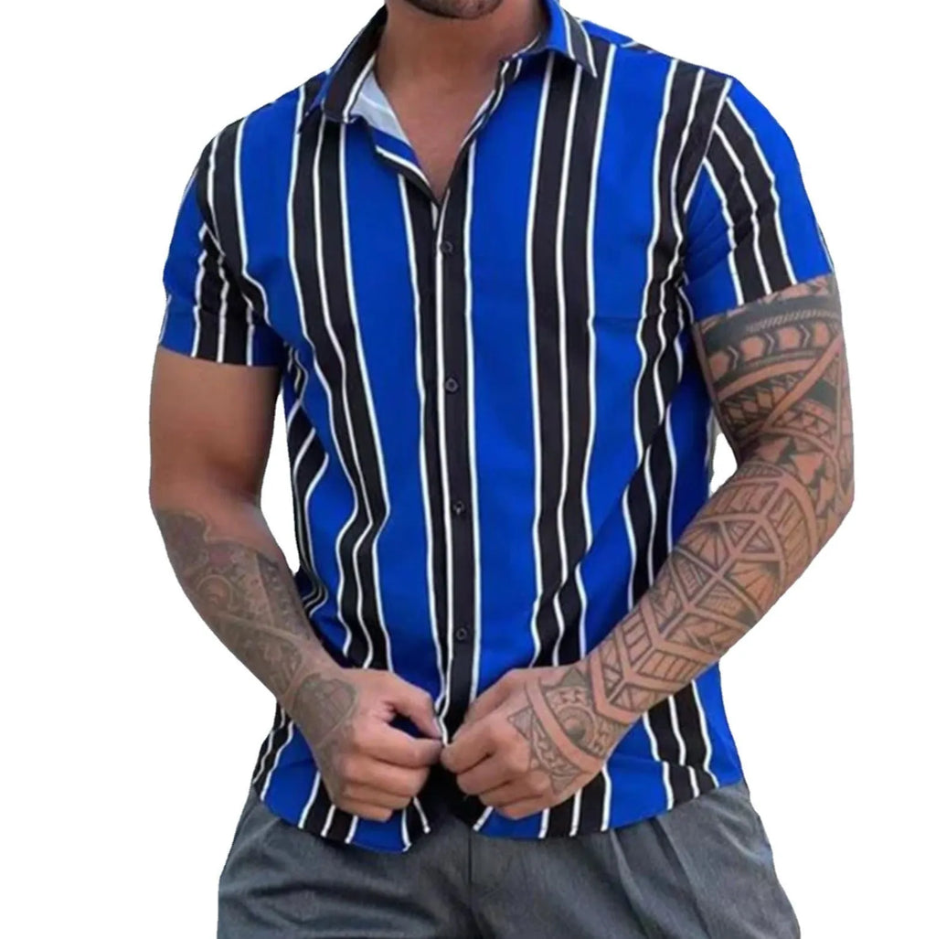 Men's printed Hawaiian shirt with flower pattern in polyester fabric short sleeves summer street style