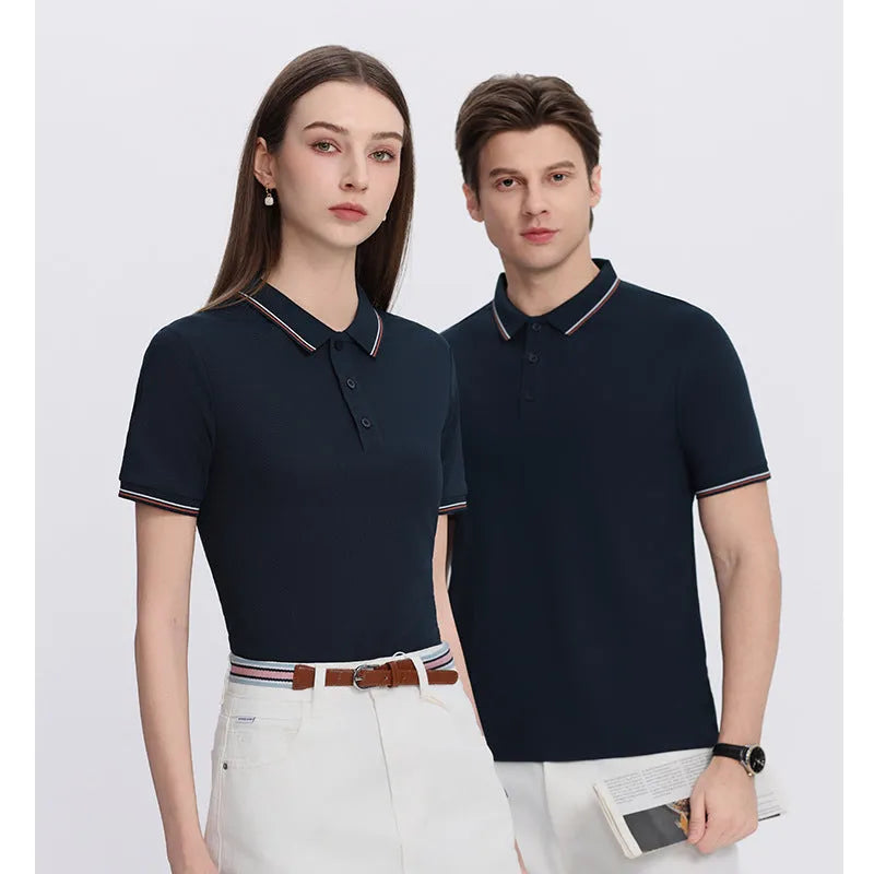 Solona ice-feeling short sleeve work polo shirt in multiple colours on a hanger.