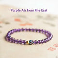Nine purple lotus charm bracelet with mixed material construction and retro style design for women's jewellery
