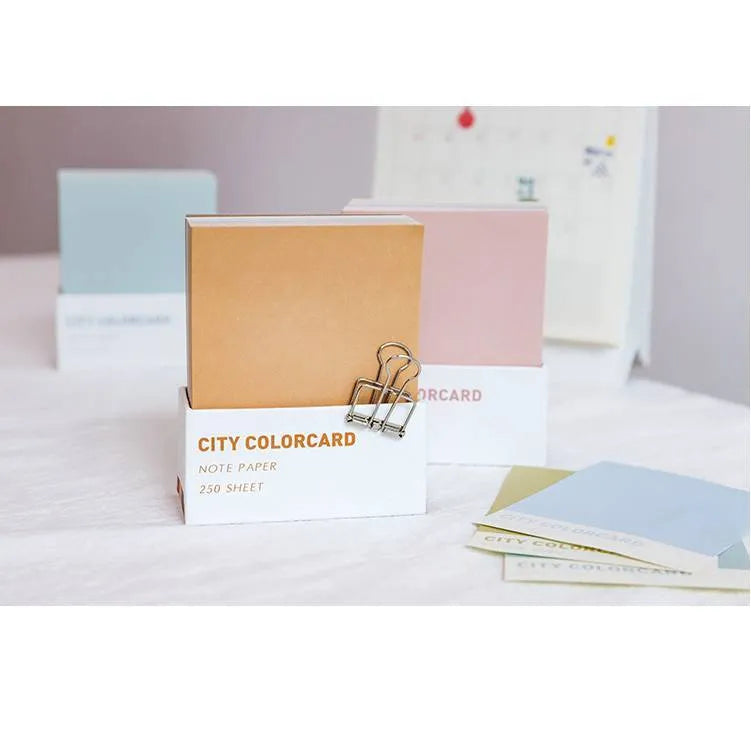 City colour memo note paper measuring 75mm by 95mm in rectangle shape