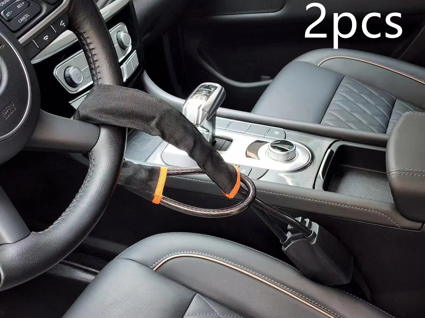 General Motors steering wheel lock with iron wire rope and copper lock mechanism in three colour options
