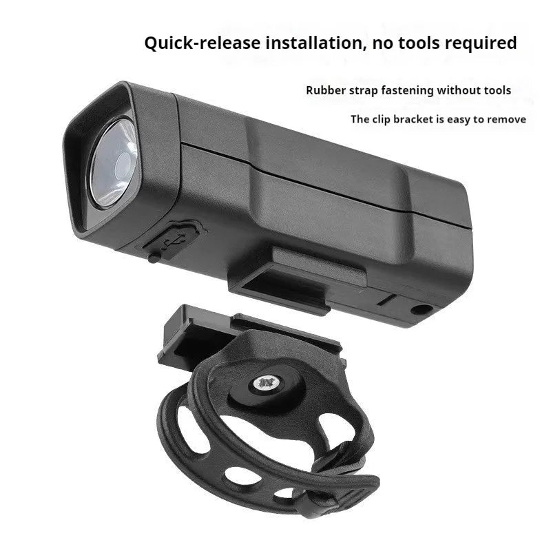 USB rechargeable bicycle headlight with quick release strap bracket