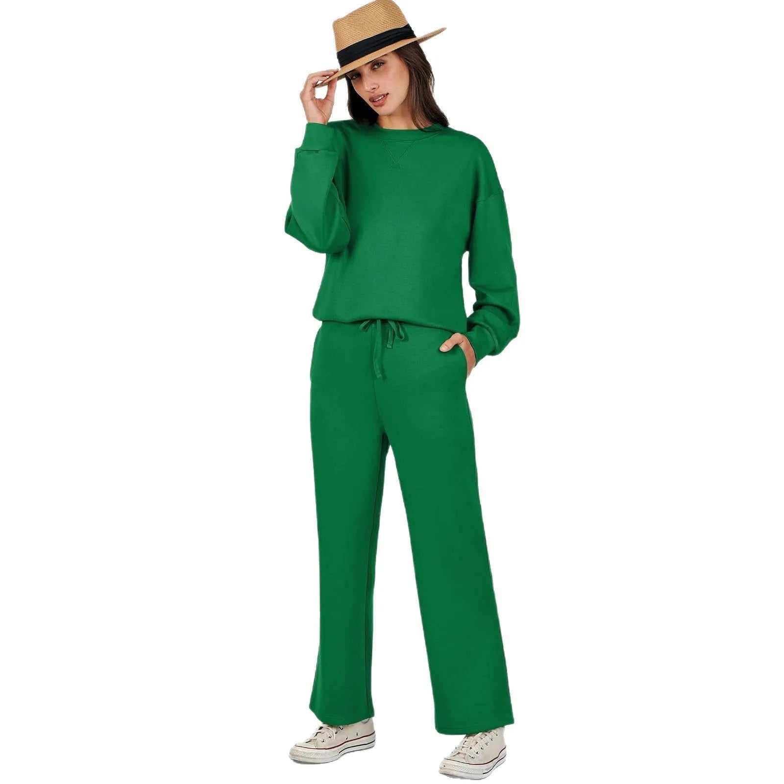 Colour block women's tracksuit with long sleeve top and matching trousers in black