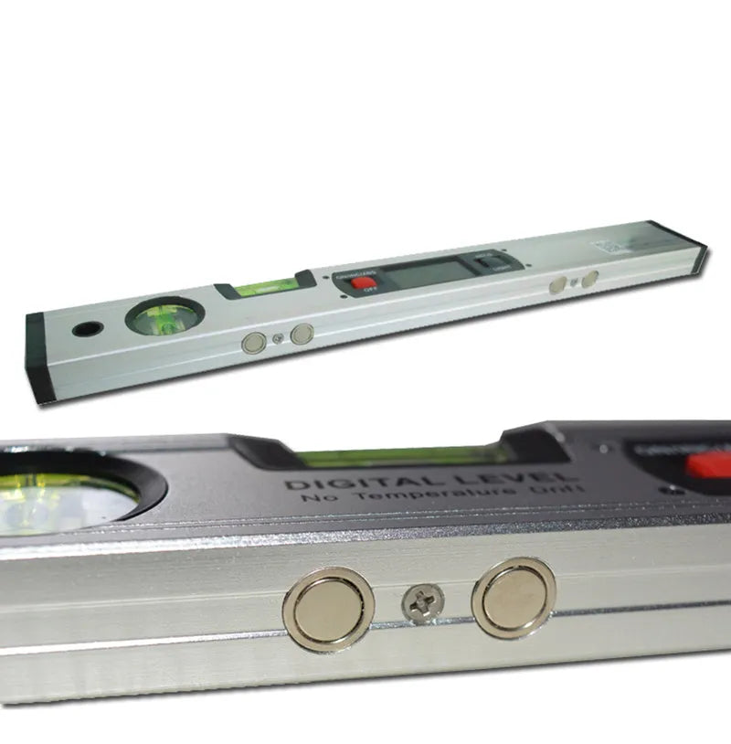Digital magnetic angle meter 400mm with flip-up LCD display and four built-in magnets on base plate
