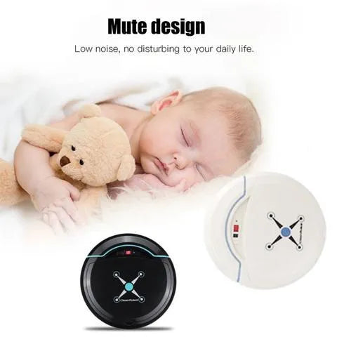 Smart robot vacuum cleaner in white, 22.8cm diameter, ABS construction, with obstacle sensors