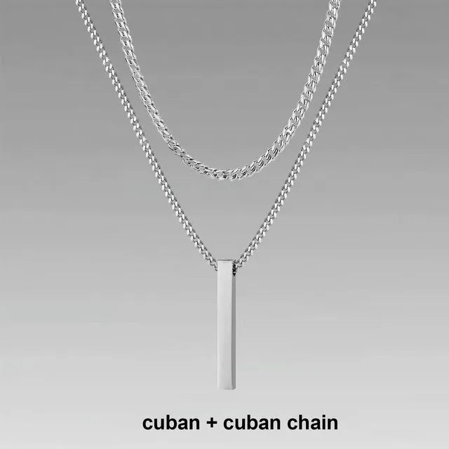 Crystal necklace for men with alloy silver pad finish in European American style