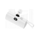Capsule-shaped digital display power bank with folding plug in multiple colours.