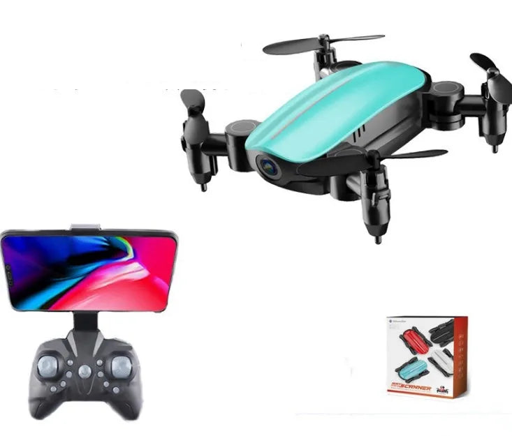Teeggi T10 foldable mini drone with camera in black, with remote control and altitude hold function