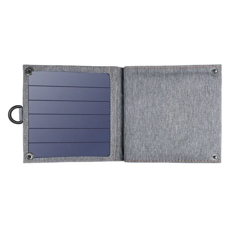 Grey solar mobile phone tablet charger with USB output and indication function