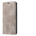 Magnetic flip leather phone case for iPhone in assorted solid colours, showing closed and open views.