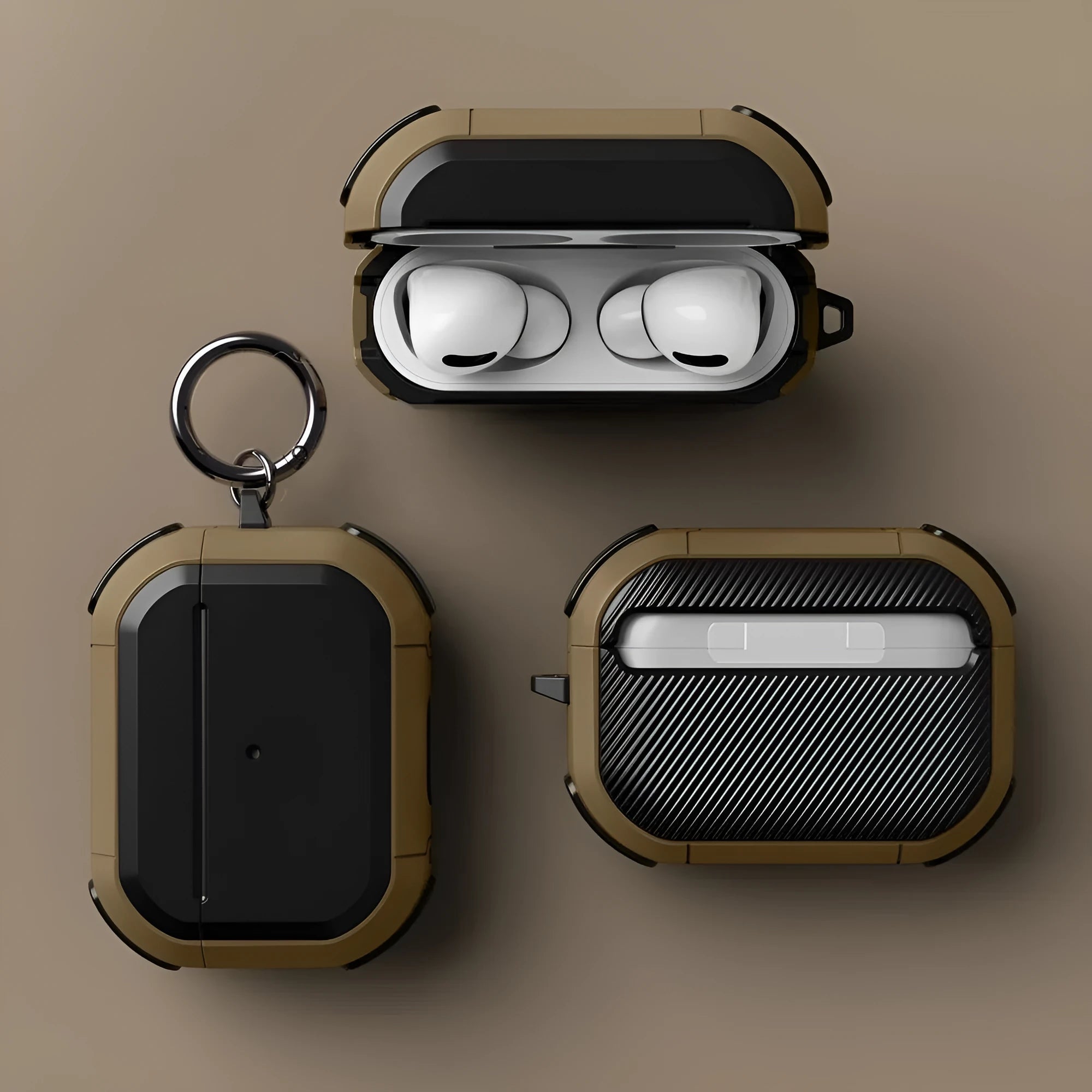 Black TPU and PC protective shell for Apple AirPods and AirPods Pro charging case and earbuds