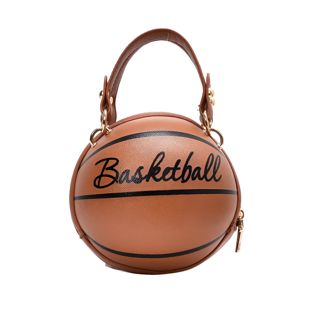Small round women's handbag in PU with zipper closure, available in black soccer colour pattern, front view