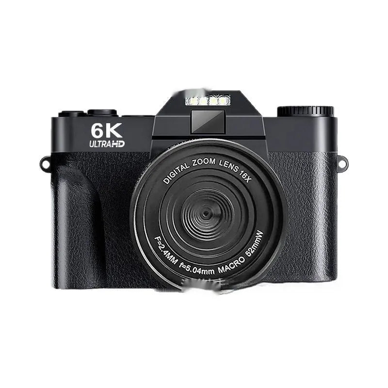 6K HD retro mirrorless digital camera with Full HD screen in black with standard 32G memory card