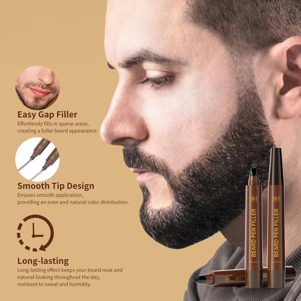 Men's sweatproof eyebrow pencil in black and dark brown for beard and hairline grooming
