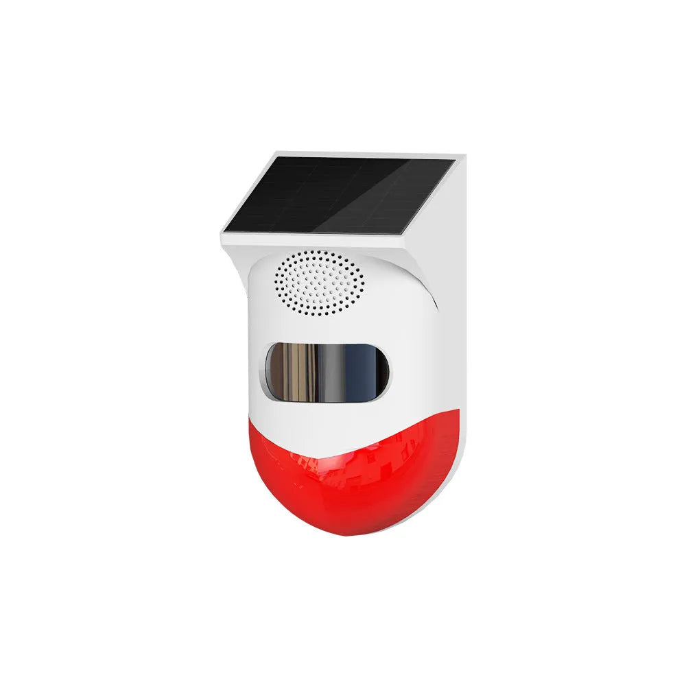 Solar-powered infrared alarm detector with wireless remote control for outdoor security
