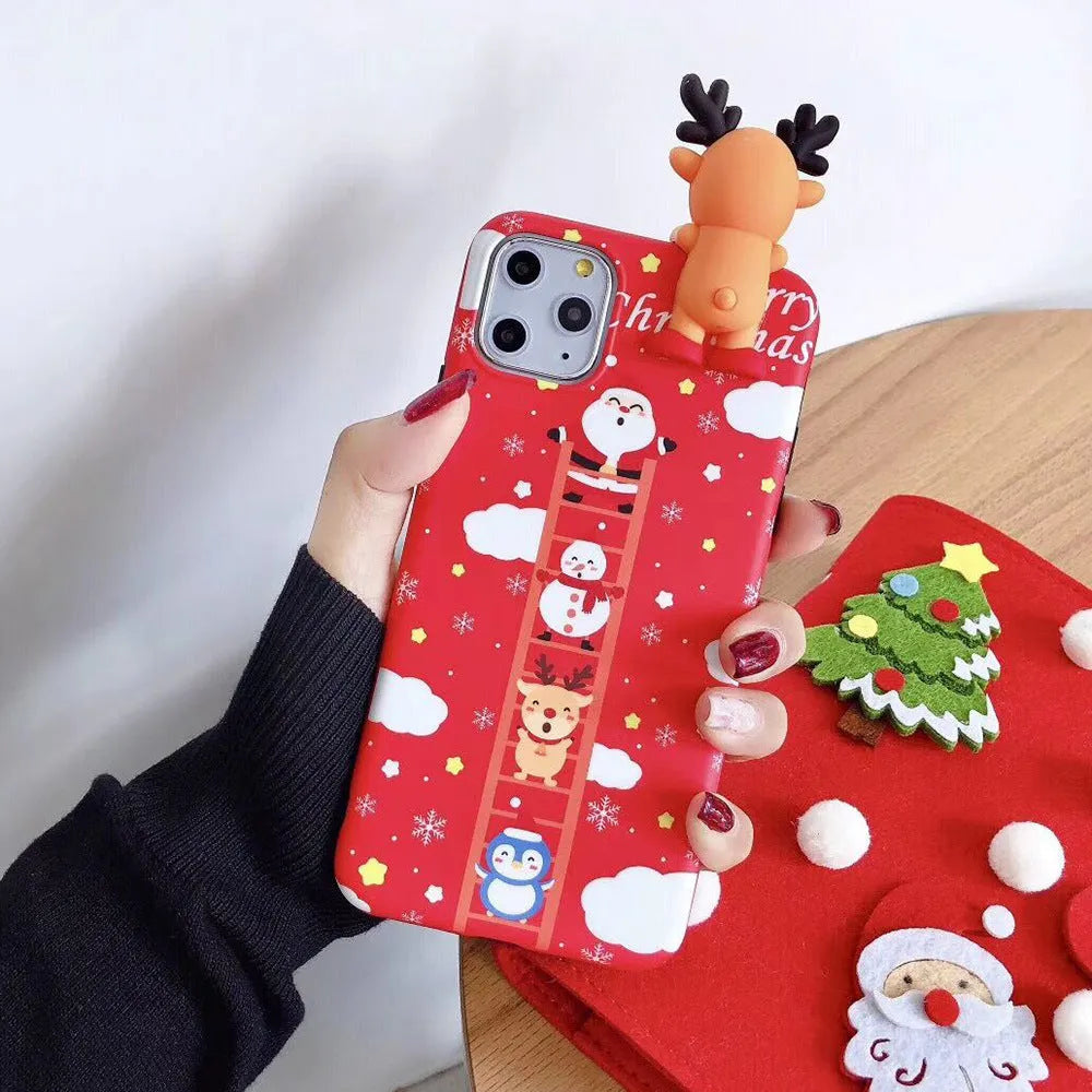 Christmas themed silicone back cover phone case for multiple iPhone models