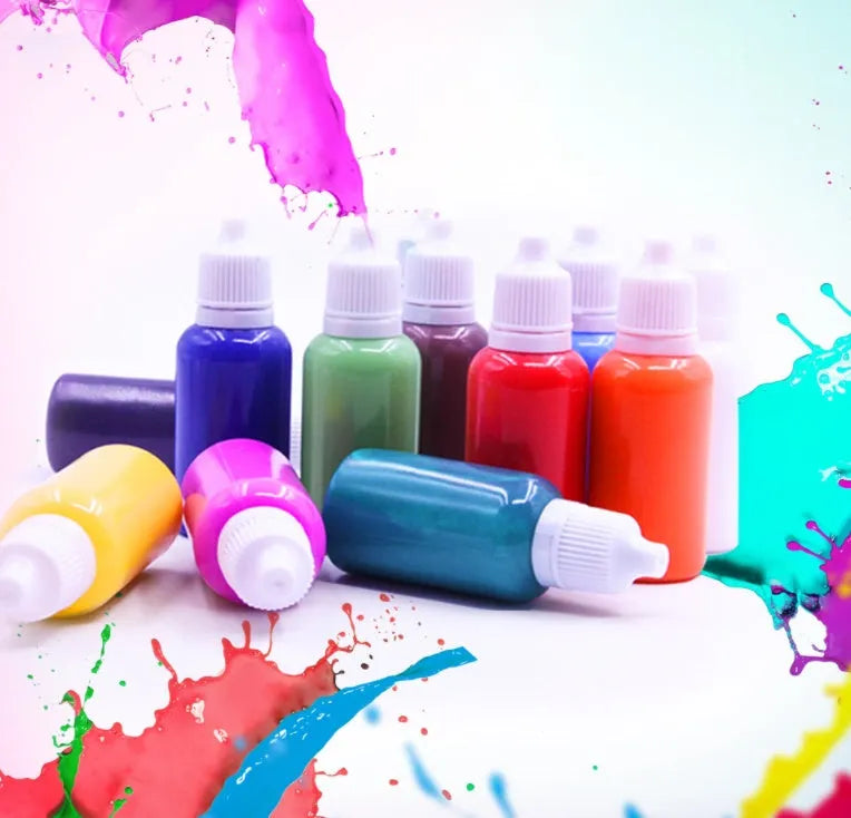 Children's floating painting educational toy kit with gouache pigments, painting liquid, drawing papers and stirring rods