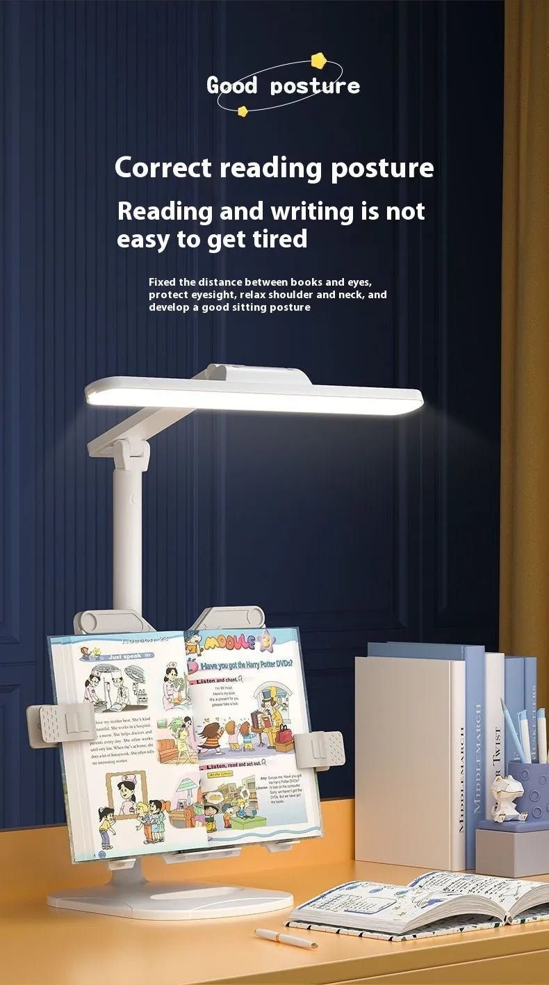 Multifunctional adjustable table lamp with dual charging and plug-in power in Charging Plug colour.