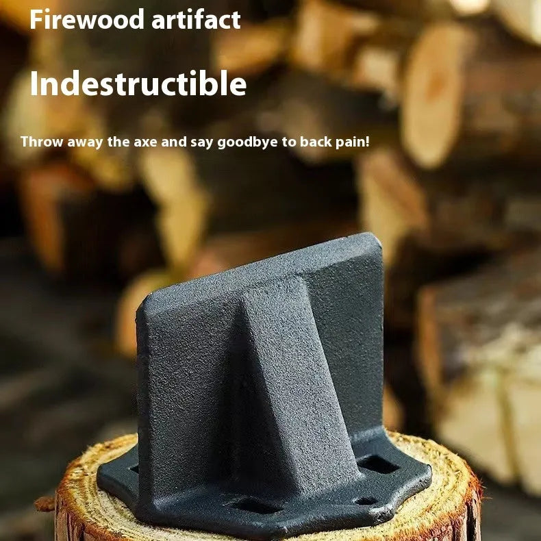 Small square cast iron wood splitter tool for household chopping and outdoor use