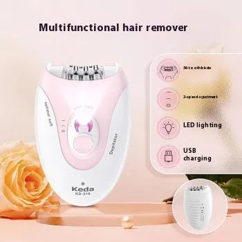KEDA-216 colour USB electric hair removal device with charger and cleaning brush