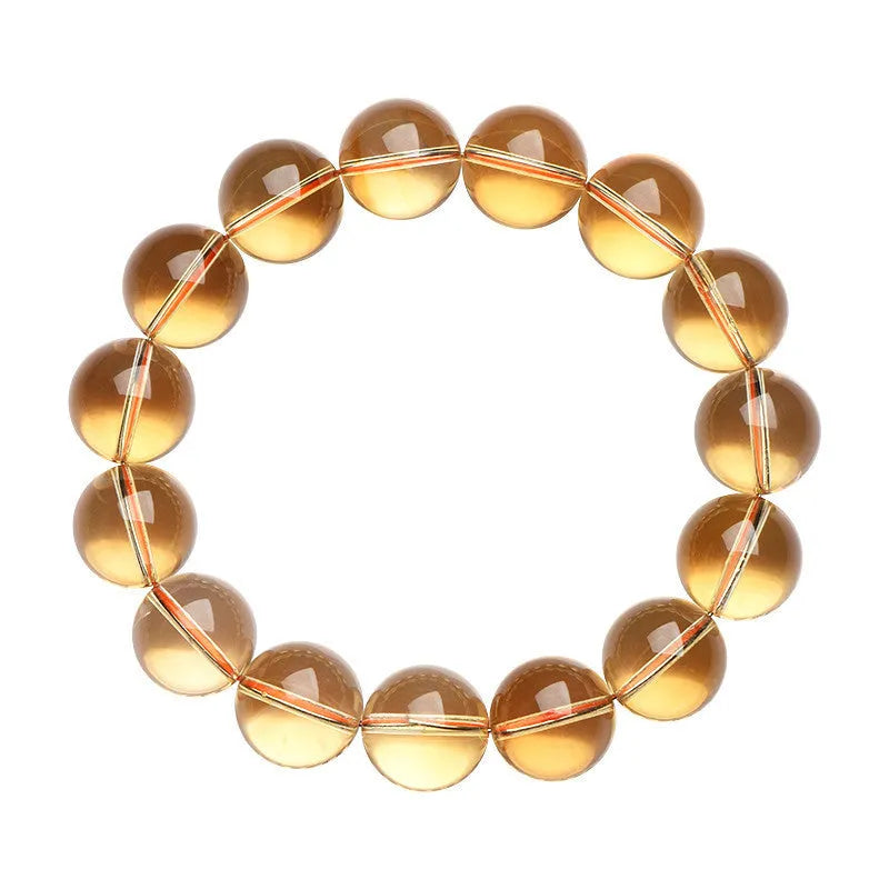 Natural citrine scattered beads bracelet showing polished yellow gemstones on a string, available in multiple bead sizes.