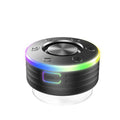 Waterproof Bluetooth speaker in black and blue colours with plastic silicone shell
