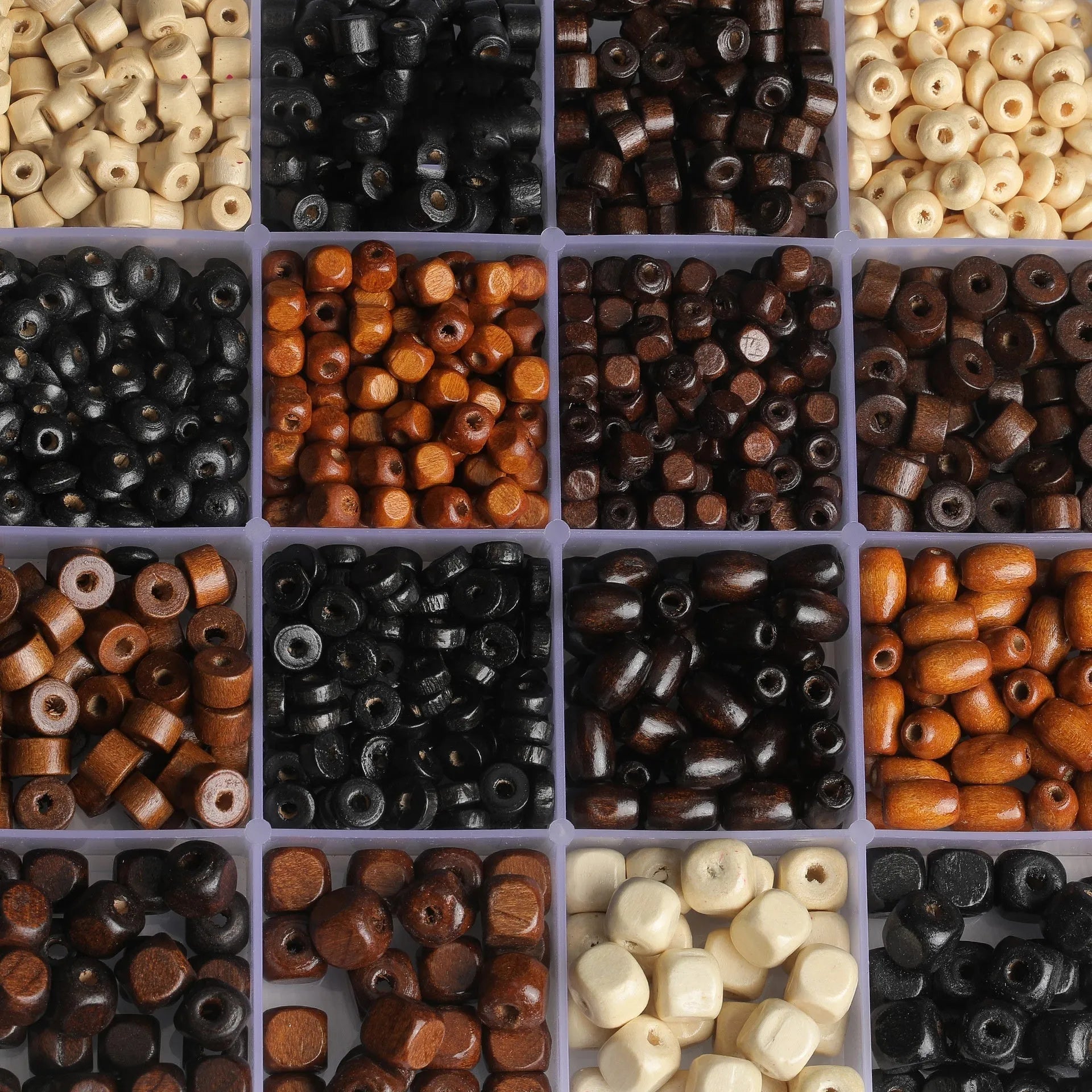 Vintage solid wood scattered beads in mixed colours for DIY jewellery making