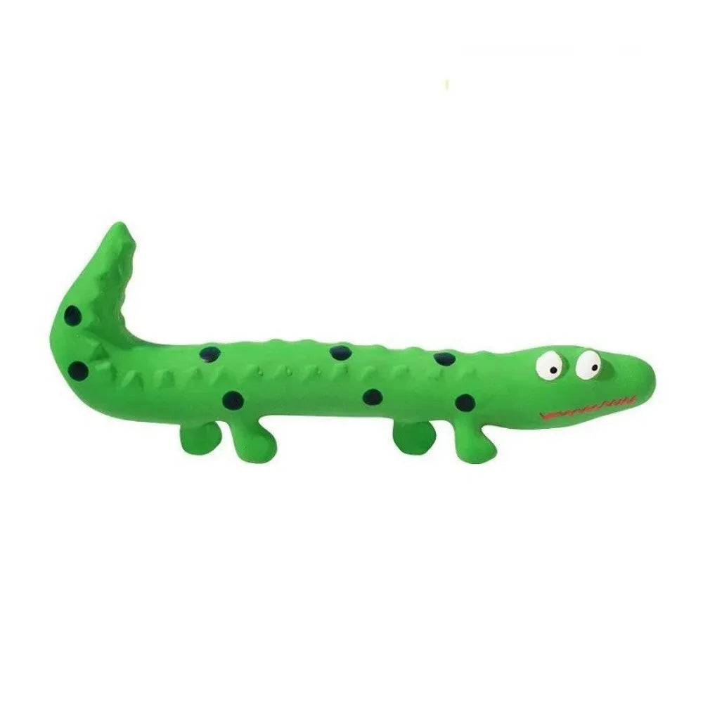 Green latex lizard squeaky dog chew toy for small and medium dogs