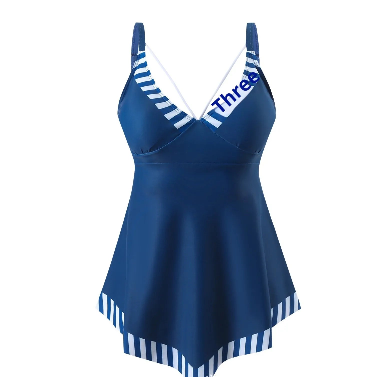 Plus size green quick-drying polyester two-piece bikini swimsuit on a mannequin.