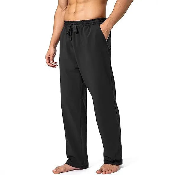 Men's loose breathable quick-drying casual pants in solid colour, available in multiple sizes