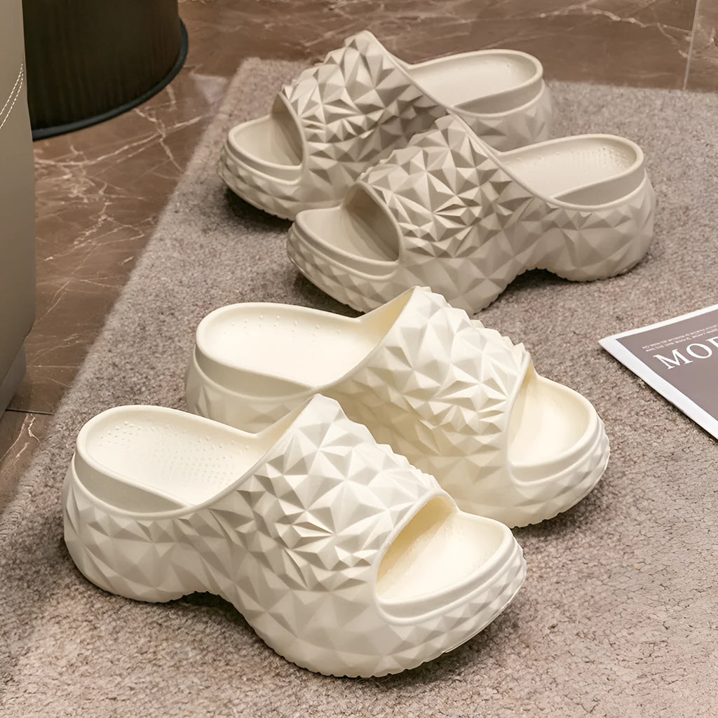 Women's Eva high heel slippers with thick sole in khaki, black or white colour options