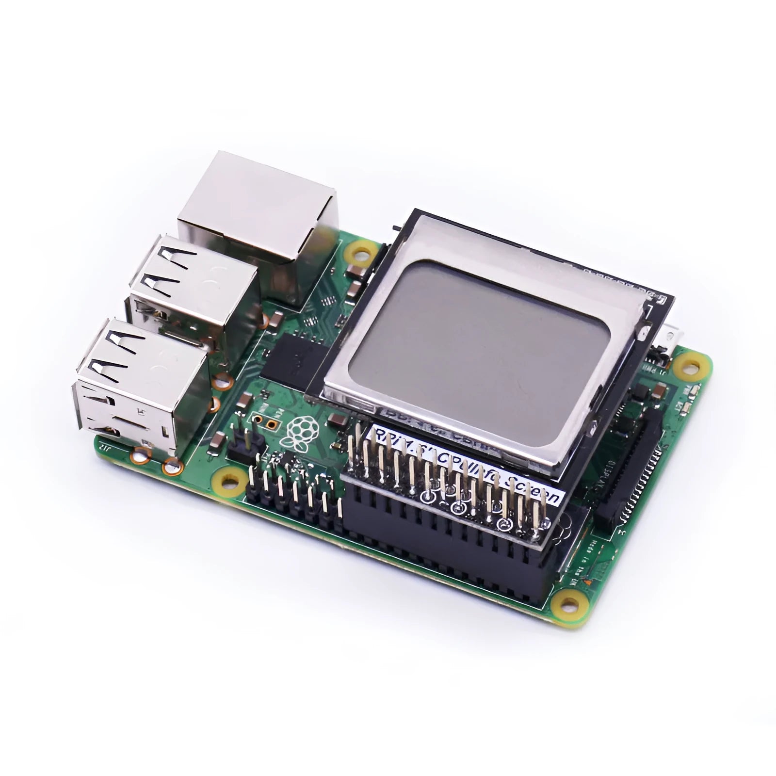1.6-inch LCD screen for Raspberry Pi showing CPU data with blue backlight.