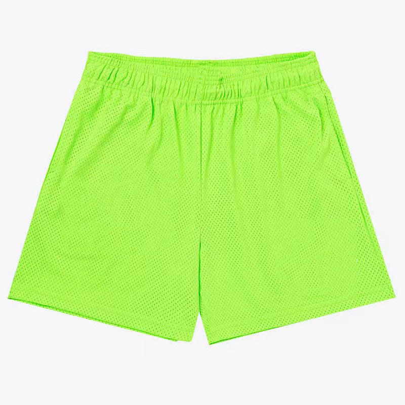 Men's Mesh Quick-drying Shorts for running sports, fitness and body shaping in black, red, grass green, purple or sky blue, featuring breathable chemical fibre fabric and available in sizes M, L, XL, 2XL and 3XL for summer workouts and training sessions