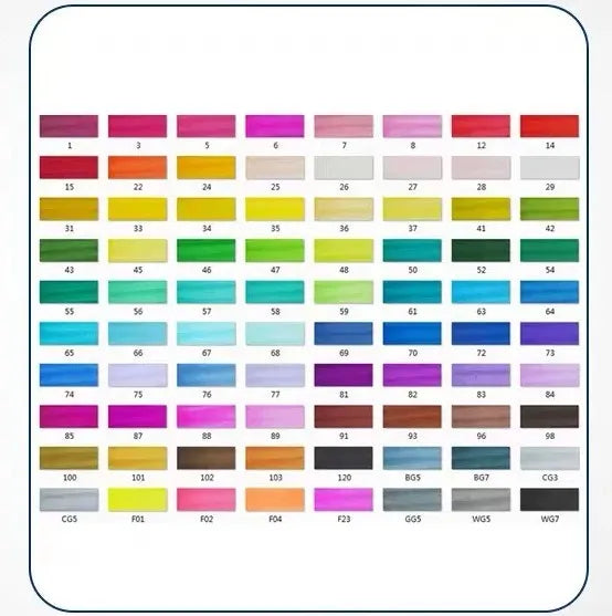 Set of double-headed alcohol oily colour markers with round and inclined nibs for professional art and design work.