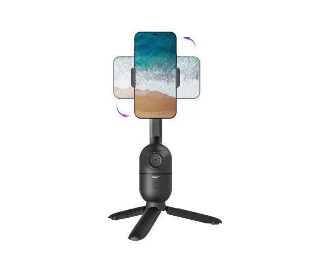 Black mobile phone bracket with face-following capability and pan-tilt tripod for live streaming