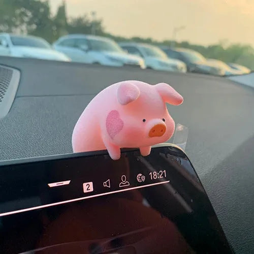 Cute cartoon pig resin figurine car dashboard decoration accessory.