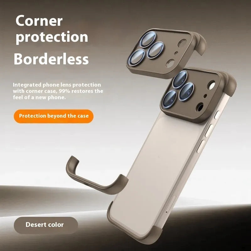 High-grade shell mobile phone case for iPhone 17 series in black, orange, grey, and desert colour options.
