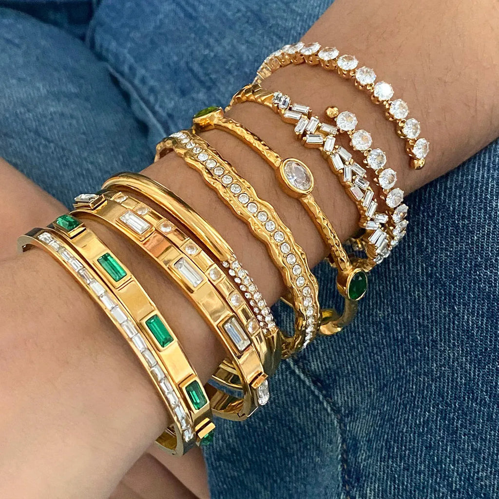 Stainless steel zircon bracelet with electroplated finish in colour JDB201271, European American style