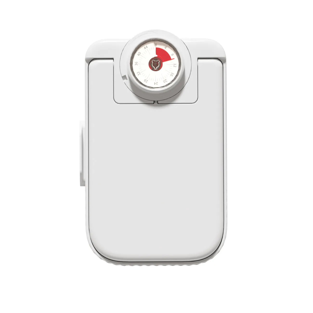 White timed pet feeder with visual alarm display and separate ice crystal box for freshness.