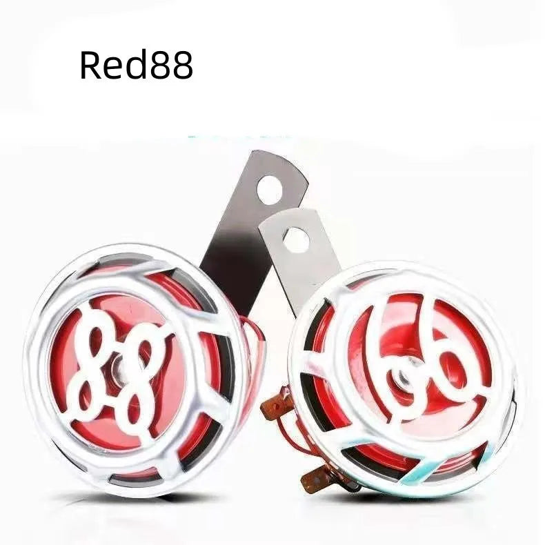 LED horn with crisp sound for motorcycles and cars, available in Blue66 colour option