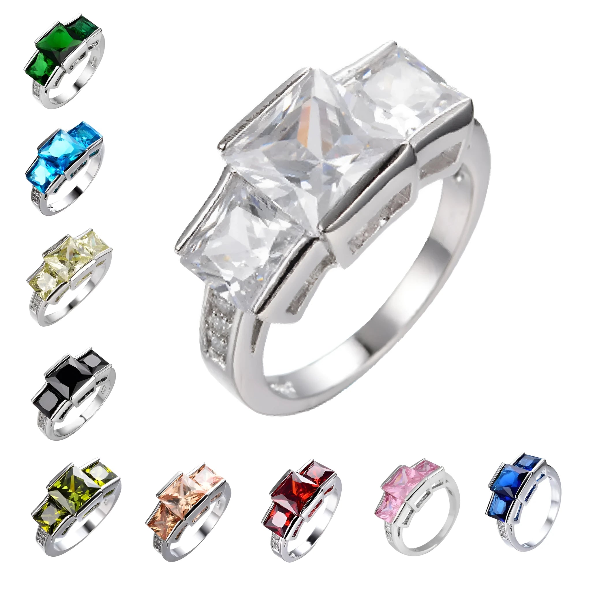 Geometric wholesale ring ornament in electroplated copper showing multiple colour options on a size 8 finger
