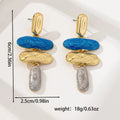 Zinc alloy geometric stud earrings with electroplated multicolour finish for women