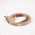 Anti-lost mohair dog collar with hand holding rope in cement gray colour for small breeds