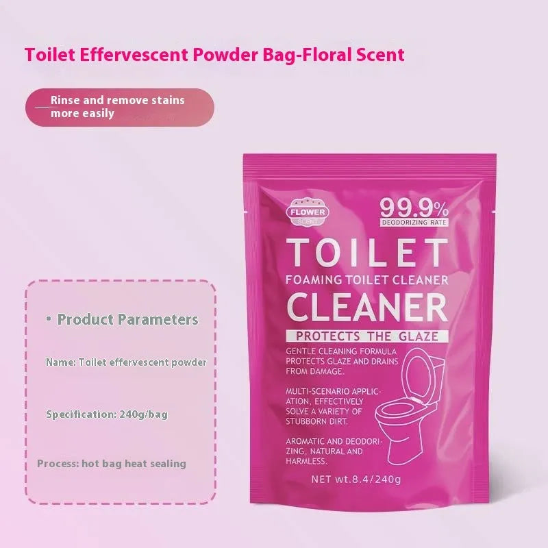 Toilet bubble powder descaling and anti-blocking effervescent cleaner 240g box with blue ocean fragrance
