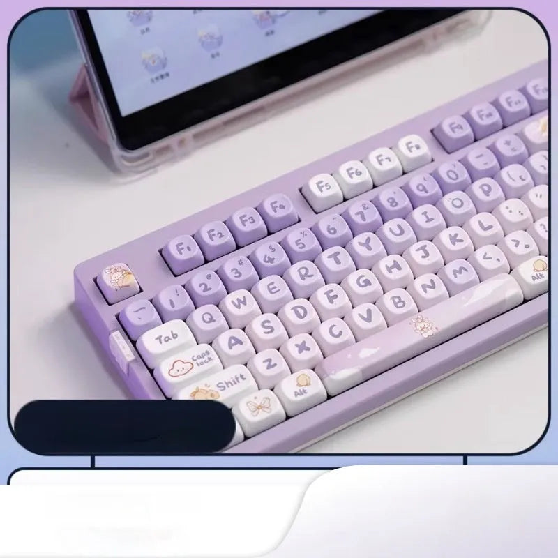 PBT gradient purple rabbit key caps set for mechanical keyboard sublimation printing