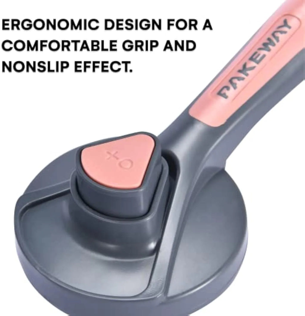 Grey, green, or pink self-cleaning slicker brush for grooming cats, dogs, and rabbits.