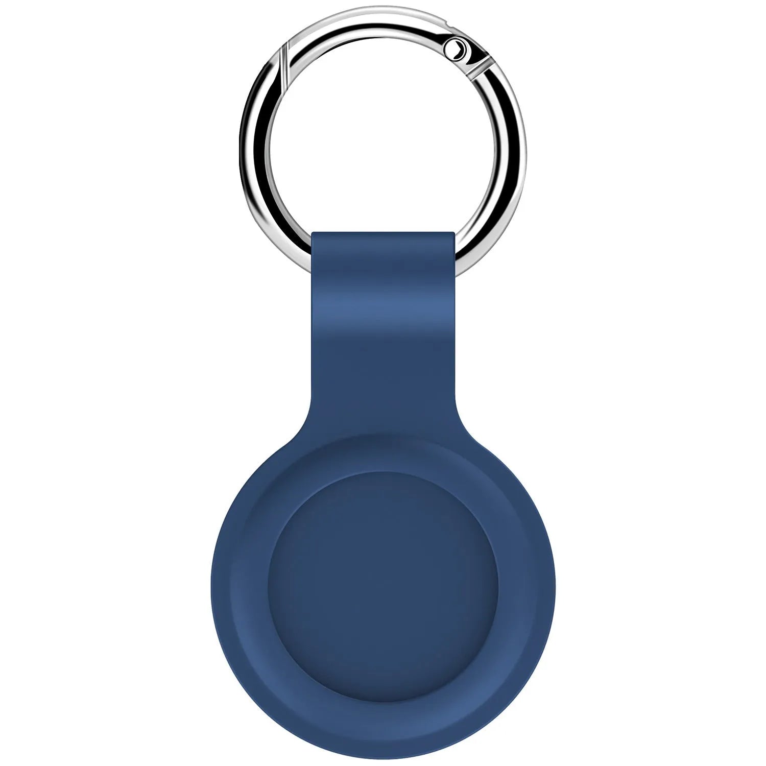 Silicone protective case with metal keychain snap for Apple AirTag in multiple colours.