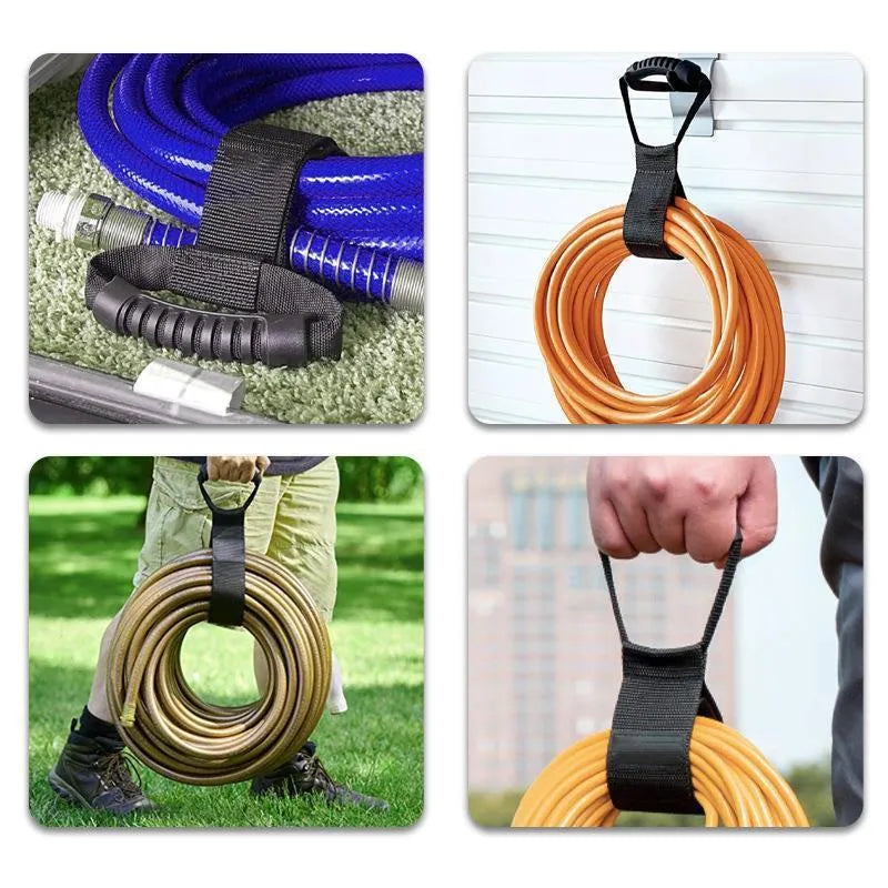 Portable heavy-duty nylon storage strap with velcro handle in standard colour, lying flat against a neutral background.
