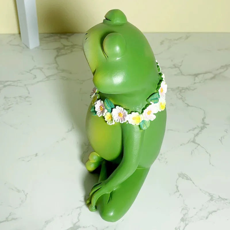 European-style Magic Yoga Frog home decoration in RDW123 colour, made from plastic and resin.